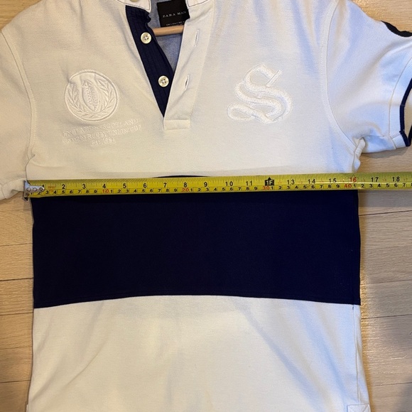 Zara Scotland Blue and White Striped rugby Shirt - Picture 7 of 7